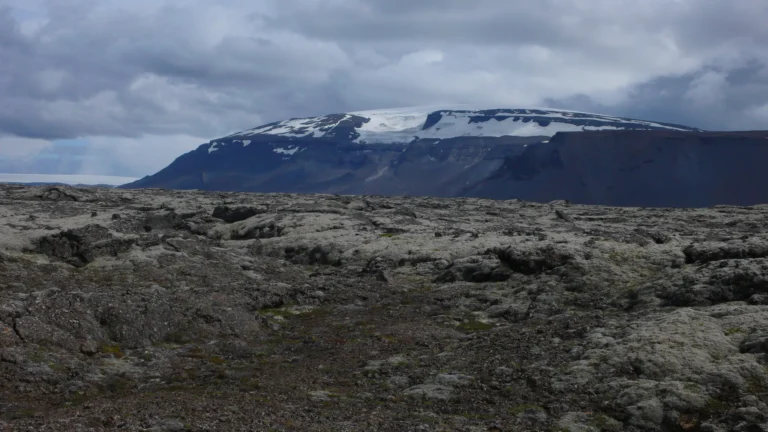 Lavafeld vor dem Gletscher Eiríksjökull Lavafeld vor dem Gletscher Eiríksjökull